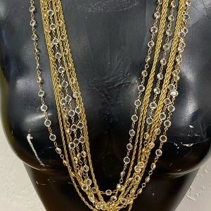 Beautiful Designer SAL Swarovski Vintage Multi Strand Crystal Necklace Signed